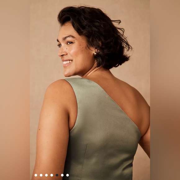 Anthropologie BHLDN Dylan One-Shoulder Satin Side-Slit Gown - Picture 6 of 16